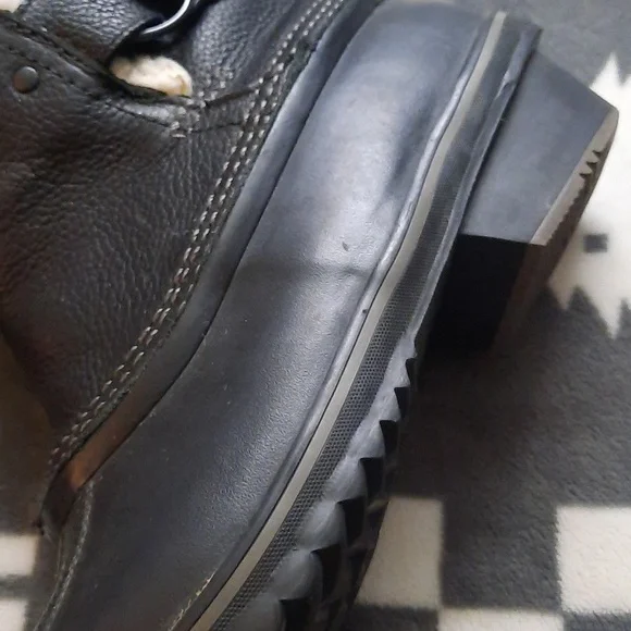 Sorel Black Leather Ankle Rubber Sherpa Lined Boots NL2135-010 Size 9 - Picture 6 of 16